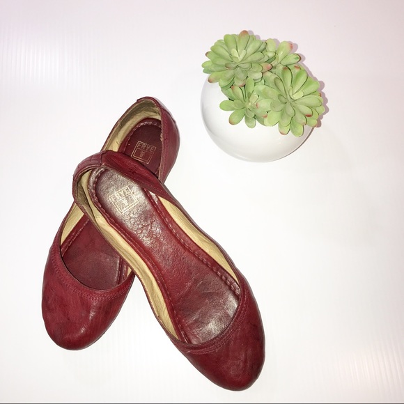 Frye Shoes - Frye Carson Red Leather Ballet Flats Bud 9.5